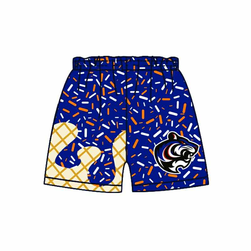 Preorder (moq 5)Baby Boys Drip Blue Leopard Sprinkles Team Shorts Bottoms