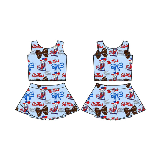 Preorder (moq 5)Baby Girls Ole Miss Team Sleeveless Top Skorts Sets