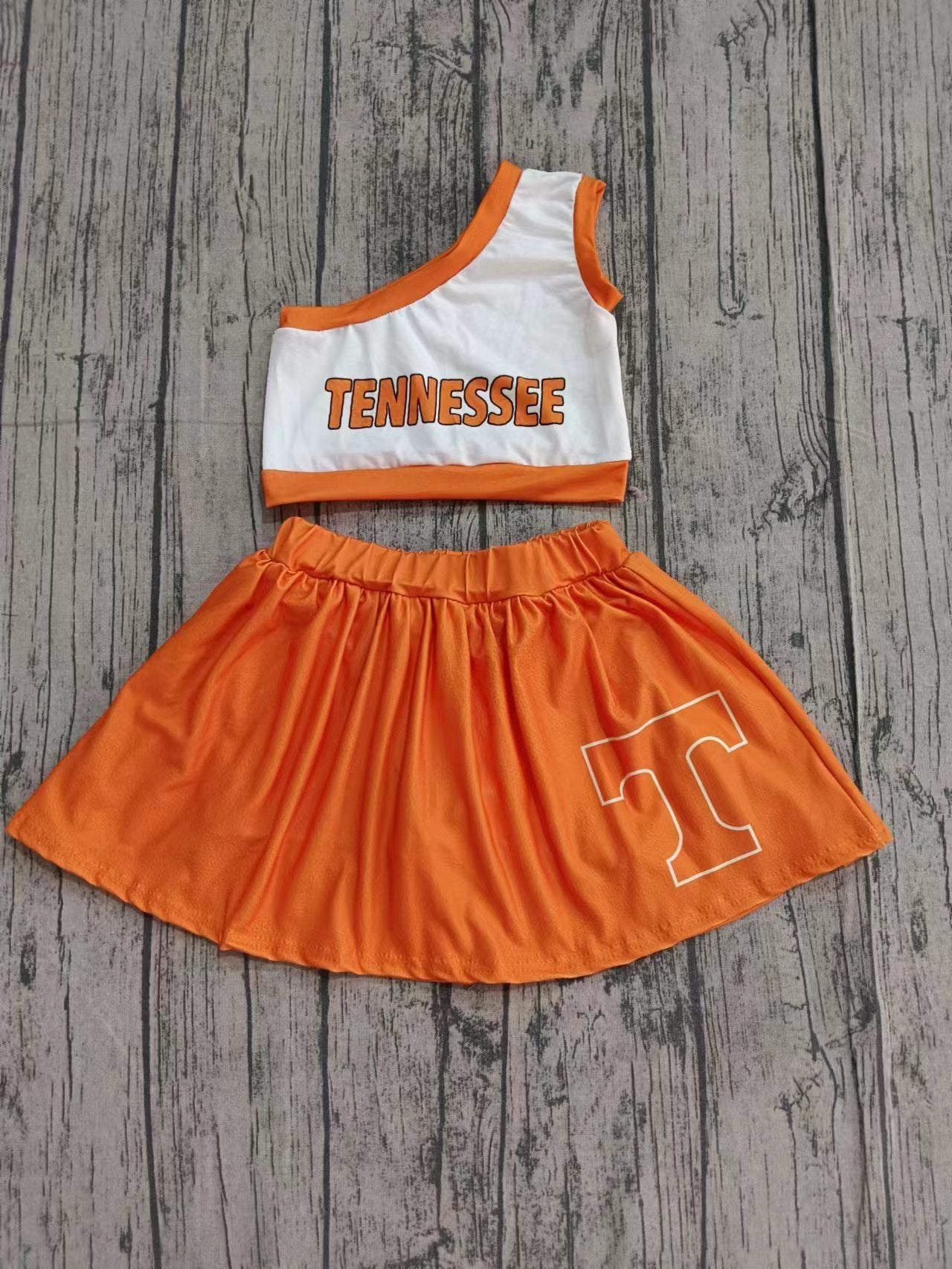 Preorder (moq 5)Baby Girls One Shoulder Tennessee Top Skirts Shorts Team Clothes Sets