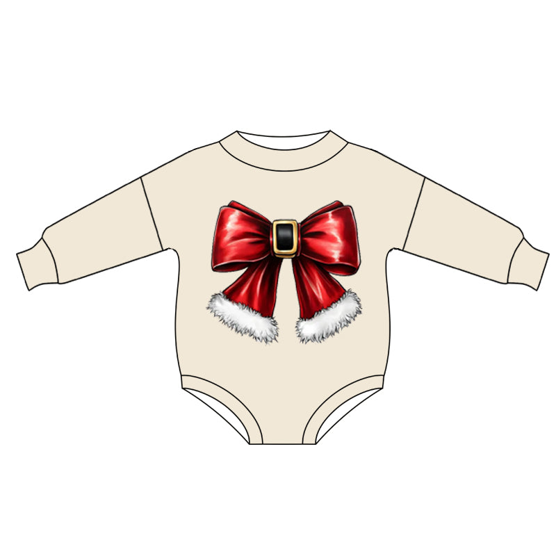 Baby Infant Girls Christmas Red Bell Bow Rompers preorder(moq 5)