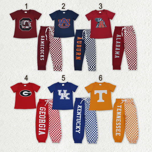 Sibling Baby Boys Vinyl Team Short Sleeve Shirts Top Joggers Pant Clothes Sets