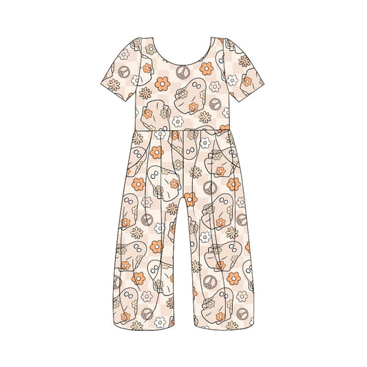 Baby Girls Halloween Ghost Short Sleeve Pants Jumpsuits Preorder(moq 5)