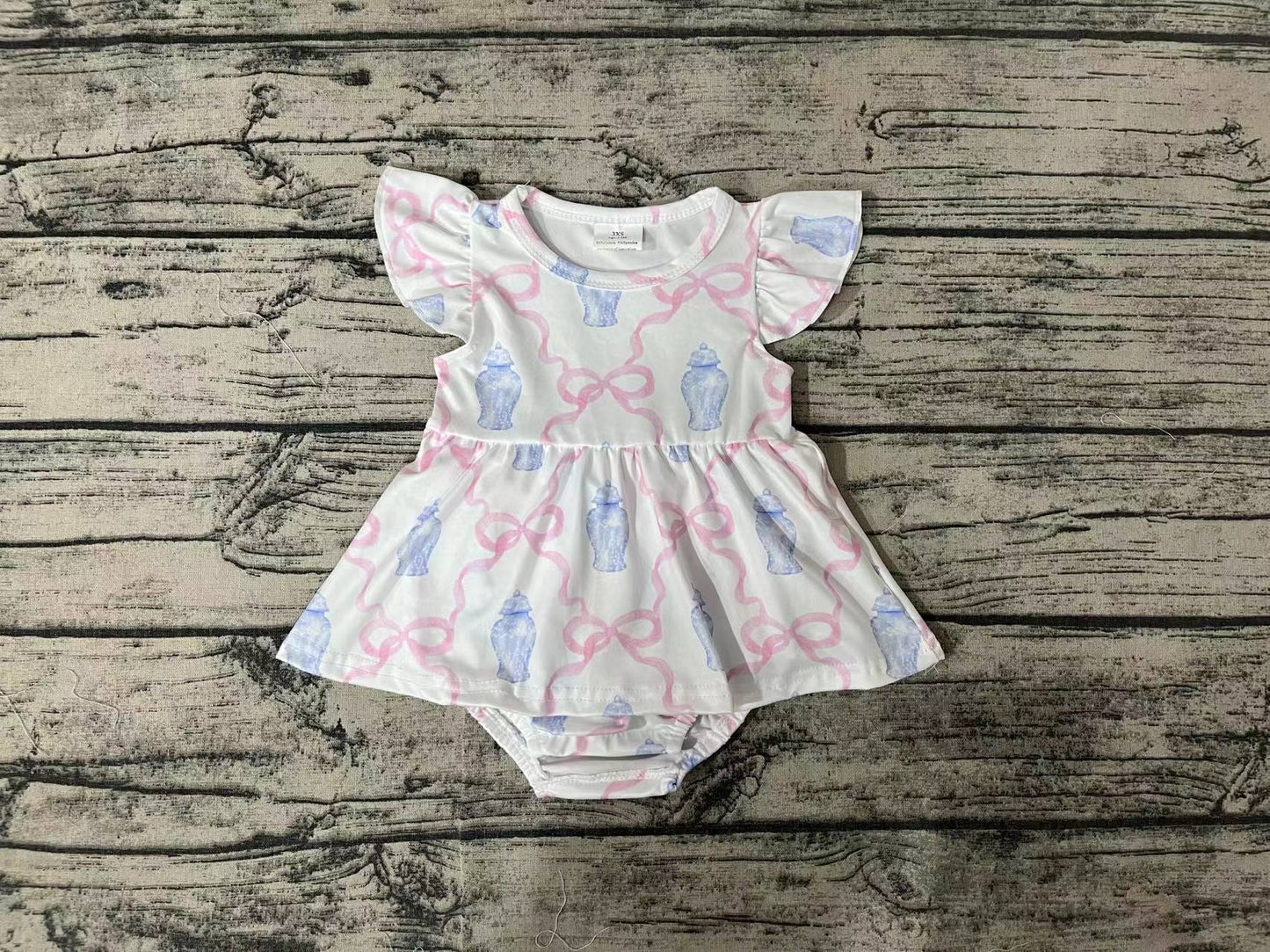 Baby Infant Girls Flutter Bows Pink Summer Rompers