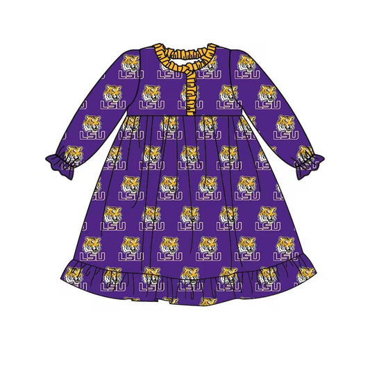 Baby Girls LSU Tiger Team Knee Length Dresses Preorder(moq 5)