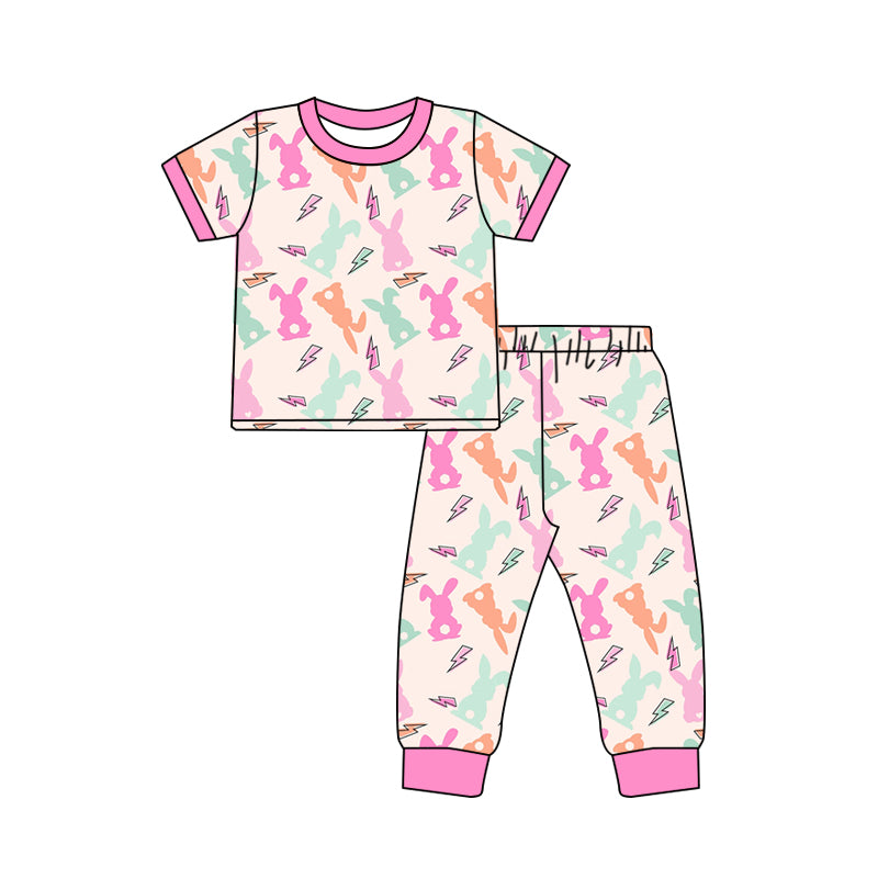 Baby Girls Easter Bunny Light Top Pants Pajamas Outfits Clothes Sets preorder(MOQ 5)