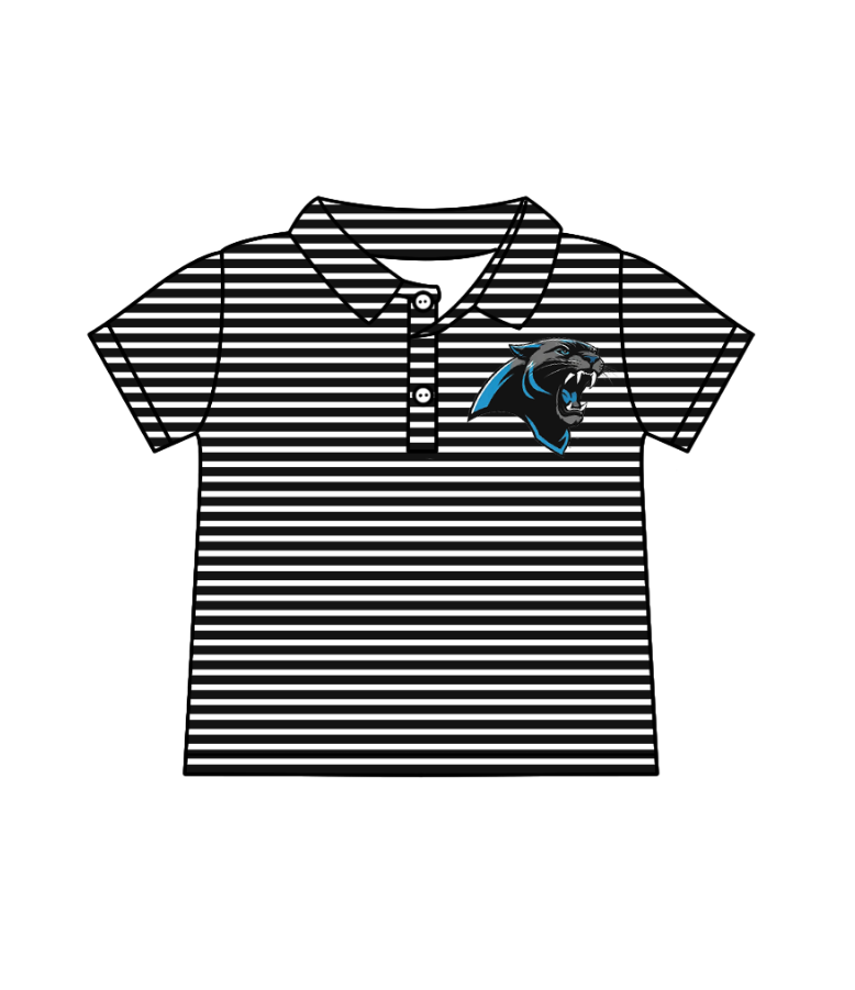 Preorder (moq 5)Baby Boys Short Sleeve Black Stripe Leopard Team Button Polo Shirts Top