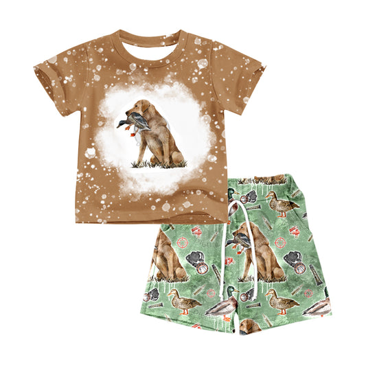 Baby Boys Toddler Dog Hunting Short Sleeve Shirt Shorts Clothes Sets preorder(moq 5)