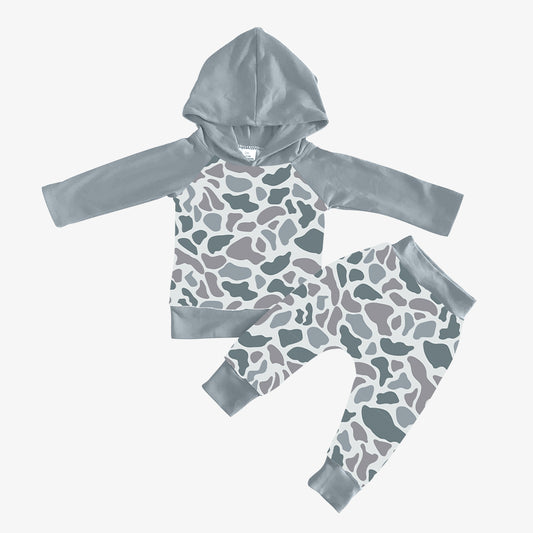 Baby Boys Grey Camo Hooded Top Pants Outfits Clothes Sets preorder(MOQ 5)