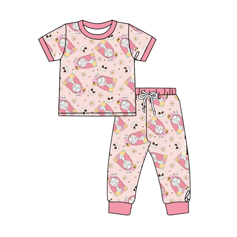 Baby Girls Pink Nightmare Shirt Top Pants Pajamas Clothes Sets Preorder(moq 5)