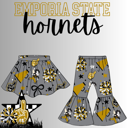 Preorder(moq 8 Each)Baby Girls Emporia State Hornets Skorts and Pants Team