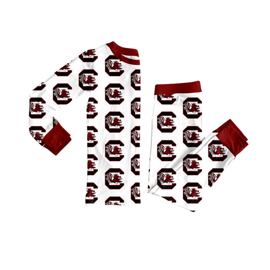 Preorder (moq 5)Baby Girls Long Sleeves Team Red Bull C Top Pants Pajamas Set