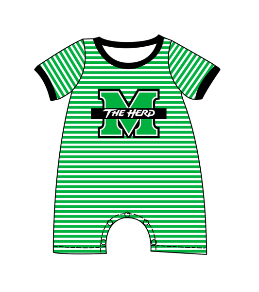 preorder(moq 5) Baby Boys Short Sleeve Green Stripe M The Hero Team Rompers
