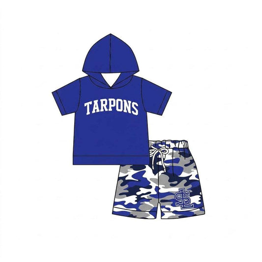 Preorder (moq 5)Baby Boys Tarpons Hooded Top Camo Shorts Clothes Sets