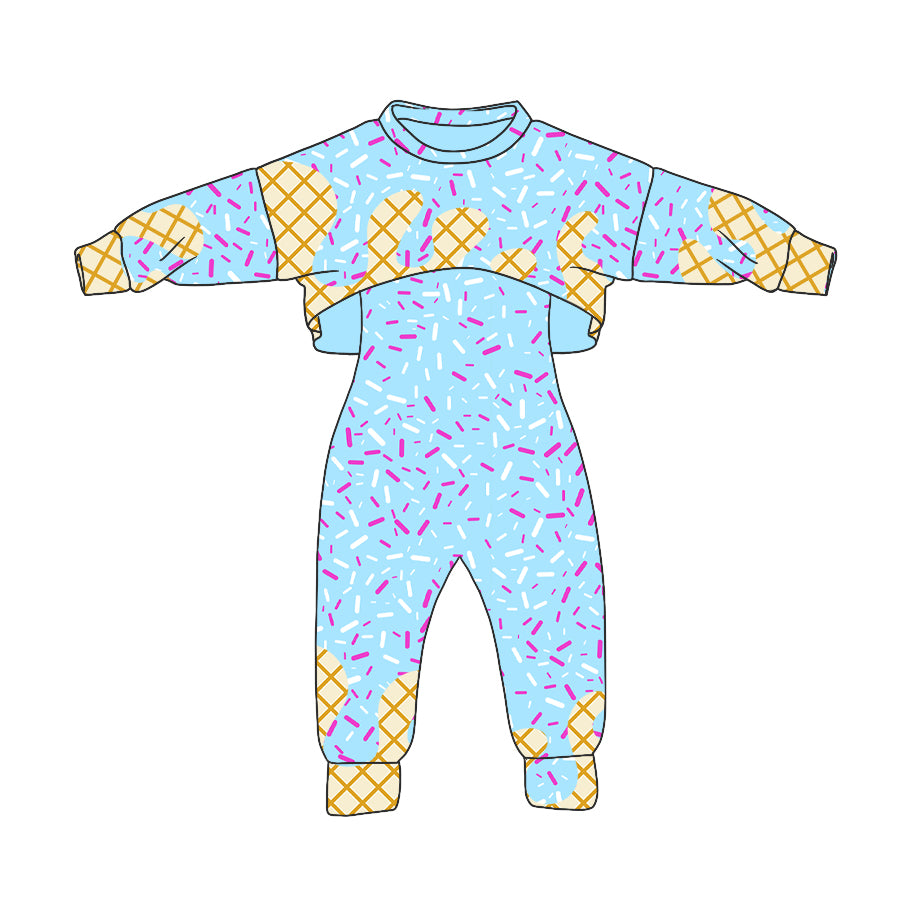 Preorder (moq 5)Baby Girls Long Sleeves Drip Shirt Top Jumpsuit 2 Piece Team Clothes Sets