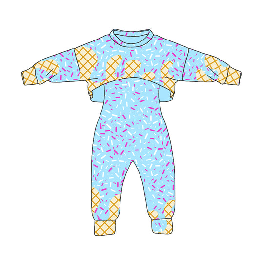 Preorder (moq 5)Baby Girls Long Sleeves Drip Shirt Top Jumpsuit 2 Piece Team Clothes Sets