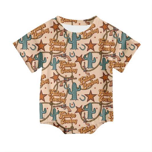 Baby Infant Boys Western Howdy Cactus Rompers preorder(moq 5)