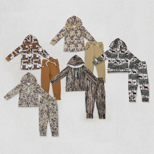 Sibling Baby Boys Western Hunting Hoodie Top Pockets Leggings Clothes Sets