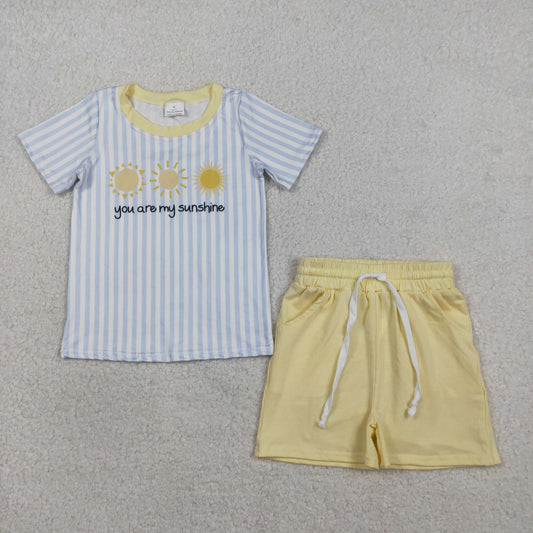 Baby Boys Stripe You are My Sunshine Top Pockets Shorts Clothes Sets