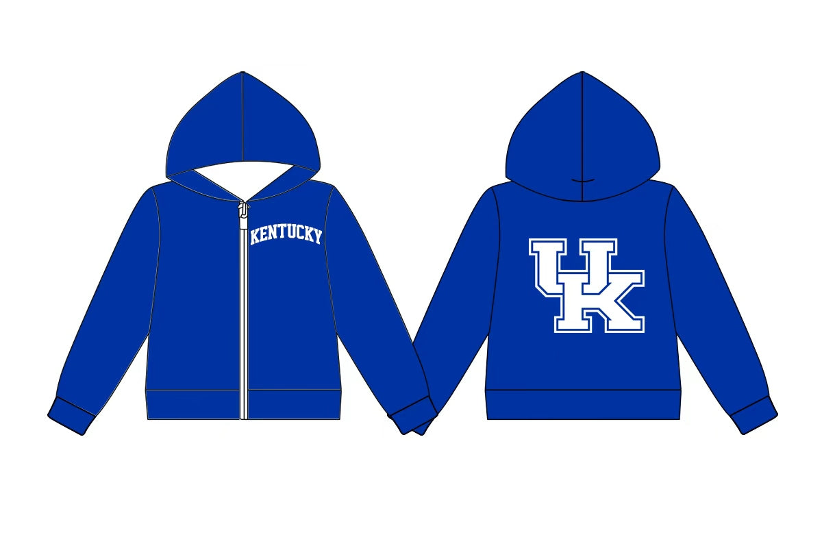 Preorder (moq 5) Baby Boys Long Sleeve Kentucky Team Zip Hoodie Jackets Top