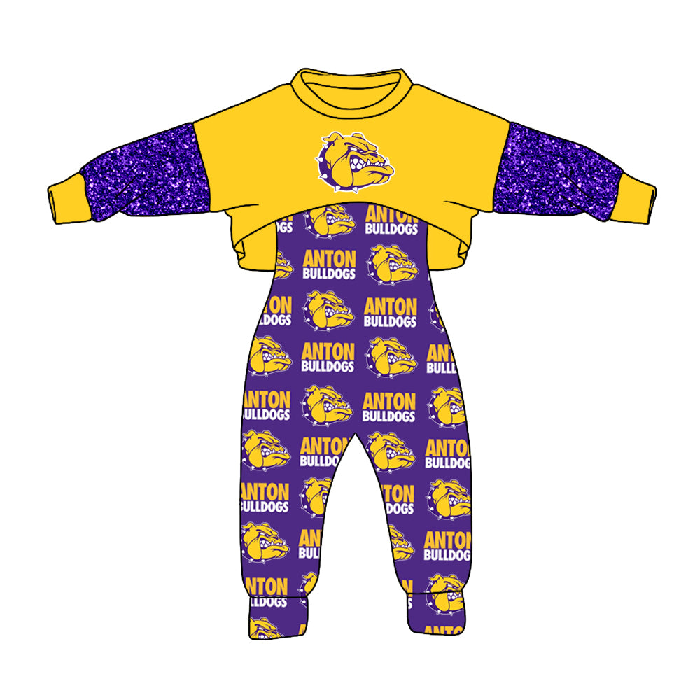 Baby Girls Bulldogs Team Top Shirt Jumpsuits Clothes Sets split order preorder Dec 2nd