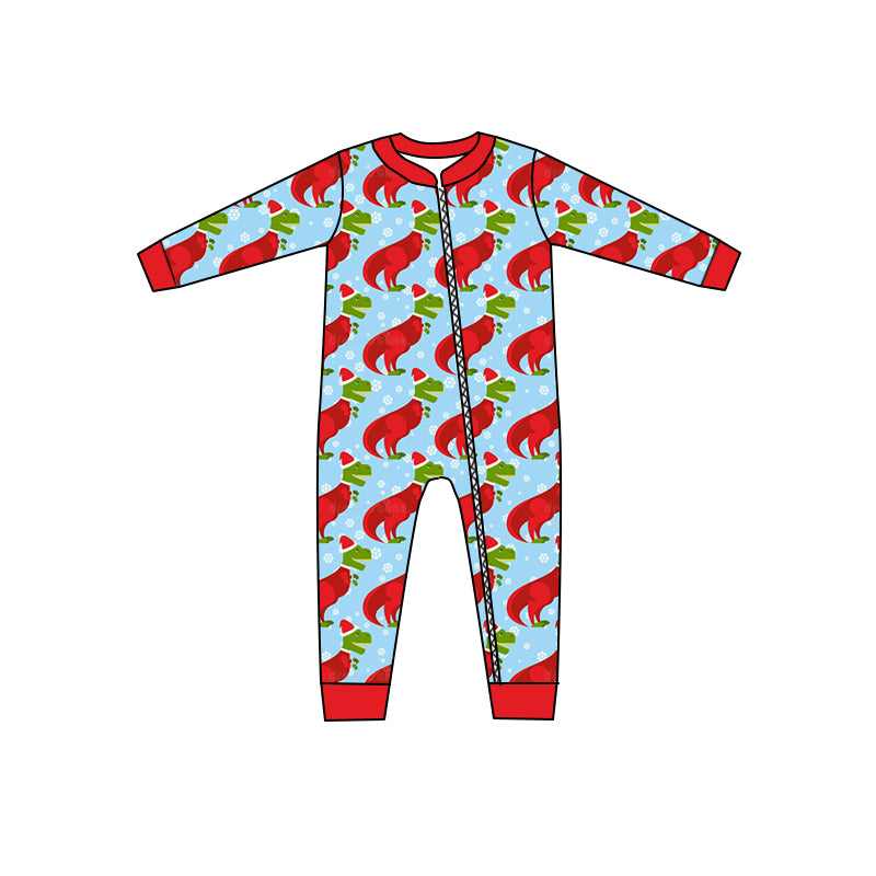 Baby Boys Dinosaur Hats Christmas Long Sleeve Zip Rompers preorder(moq 5)