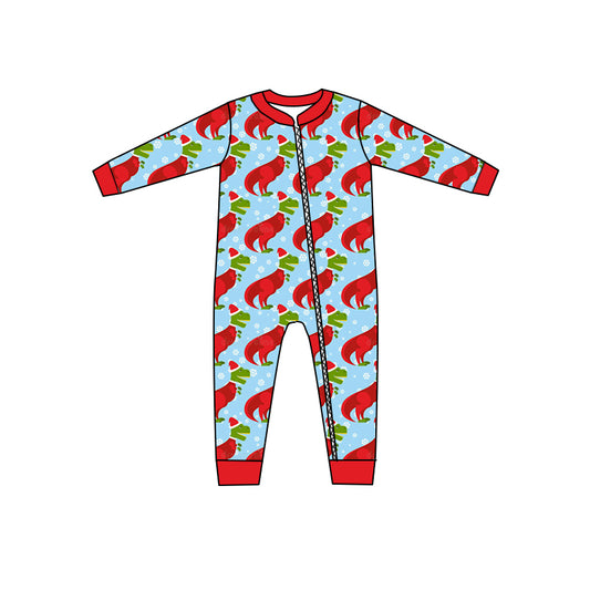 Baby Boys Dinosaur Hats Christmas Long Sleeve Zip Rompers preorder(moq 5)