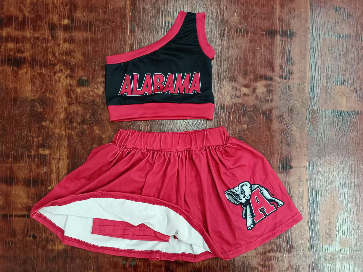 Preorder moq 5 Baby Girls One Shoulder ALABAMA Vest Top Red Skort Set