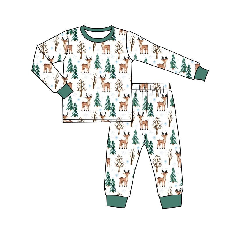 Baby Boys Christmas Tree Deers Top Pants Pajamas Clothes Sets preorder(MOQ 5)