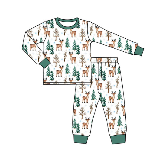 Baby Boys Christmas Tree Deers Top Pants Pajamas Clothes Sets preorder(MOQ 5)