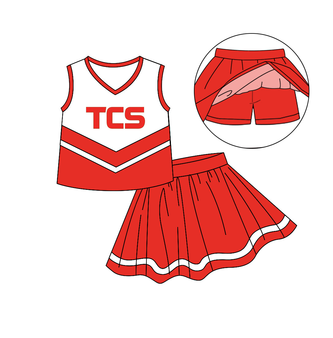 Preorder(moq 5) Baby Girls Sleeveless TCS Top Skorts Team Clothes Set