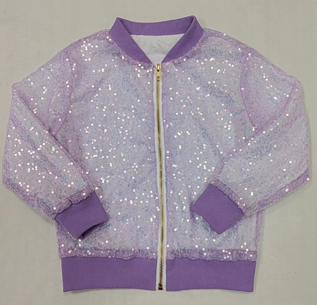 Baby Girls Lavender Concert Wear Singer Color Long Sleeve Sequin Jackets Preorder