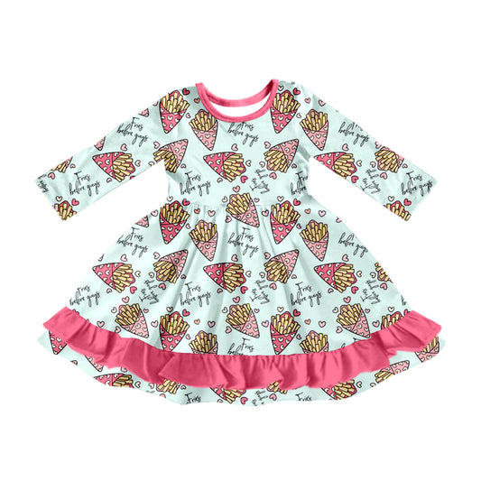 Baby Girls Valentines Chips Ruffle Knee Length Dresses preorder(MOQ 5)