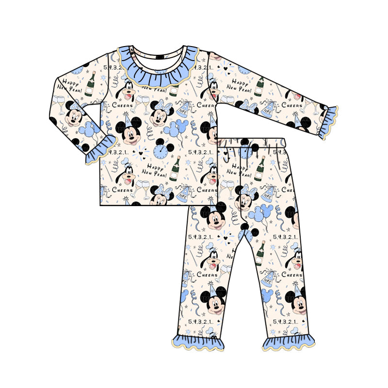 Baby Girls Happy New Year Mouse Top Pants Pajamas Clothes Sets preorder(MOQ 5)