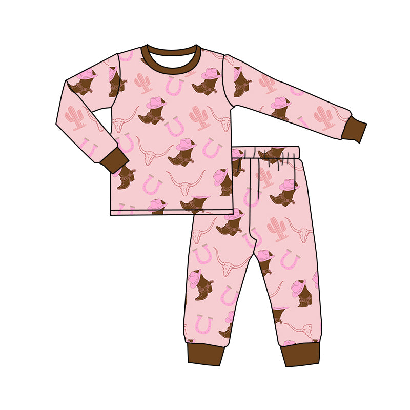 Baby Girls Western Boots Top Pants Pajamas Clothes Sets preorder(MOQ 5)