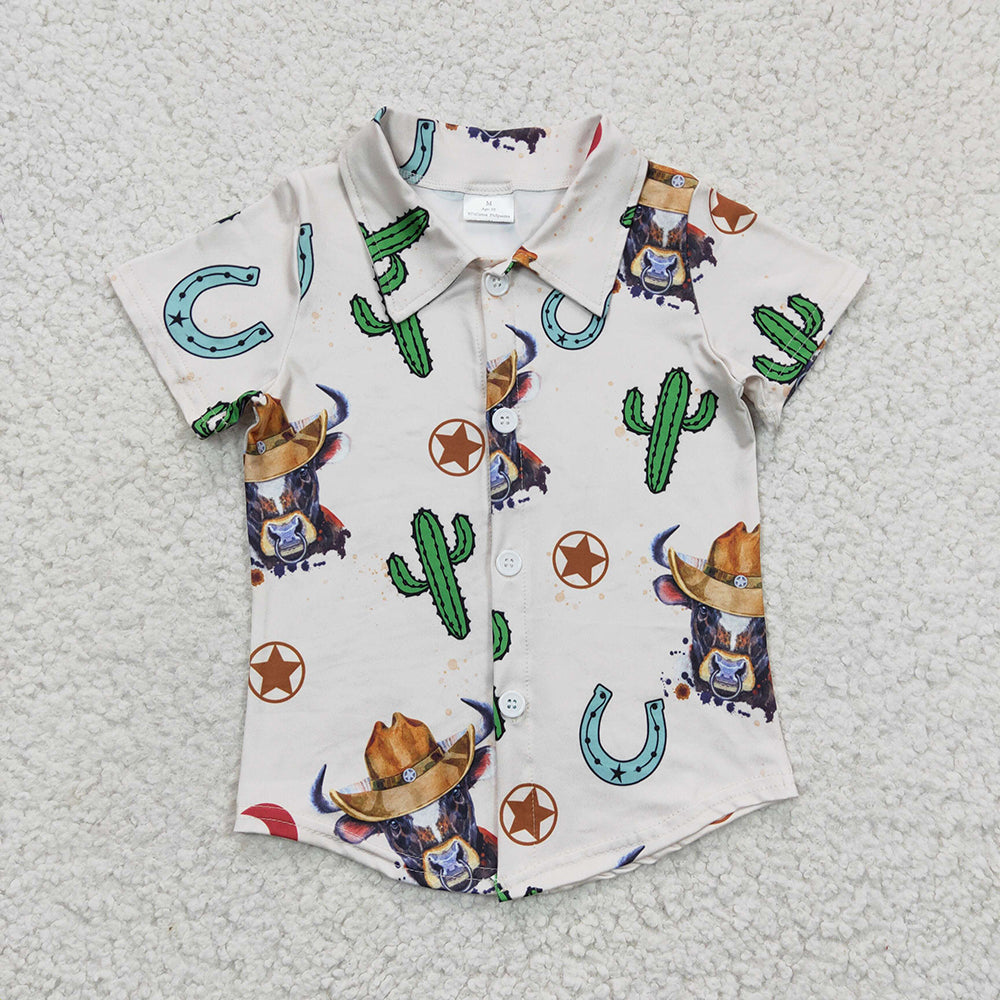 Baby Boys Western Sibling Short Sleeve Buttons Tee Shirts Tops