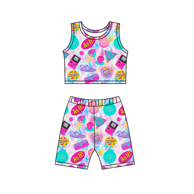 Baby Girls Summer Colorful Top Biking Shorts Clothes Sets preorder (moq 5)