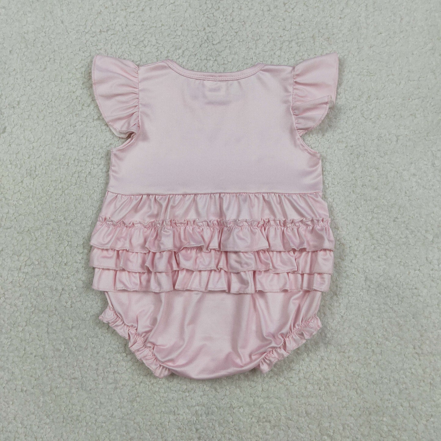 Baby Girls Pink Flutter Sleeve Cherry Bows I'm Just a Girl Ruffle Rompers