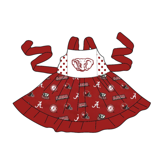 Baby Girls Twirl Alabama Belt Team Knee Length Dresses Preorder(moq 5)