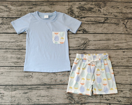 Baby Boys Aqua Pocket Shirt Easter Eggs Shorts Clothes Sets