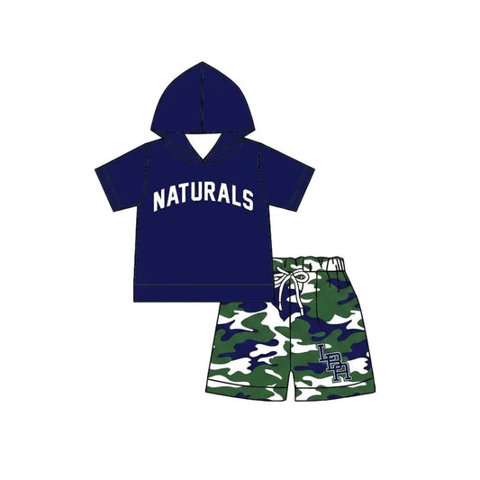 Preorder (moq 5)Baby Boys Naturals Hooded Top Camo Shorts Clothes Sets