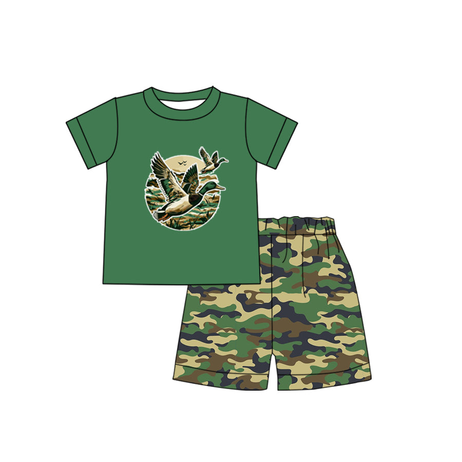 Baby Boys Green Duck Camo Shirt Shorts Clothes Sets preorder (moq 5)