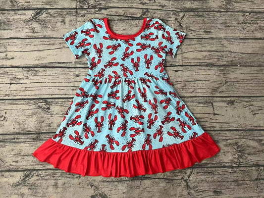 Baby Girls Short Sleeve Crayfish Ruffle Dresses