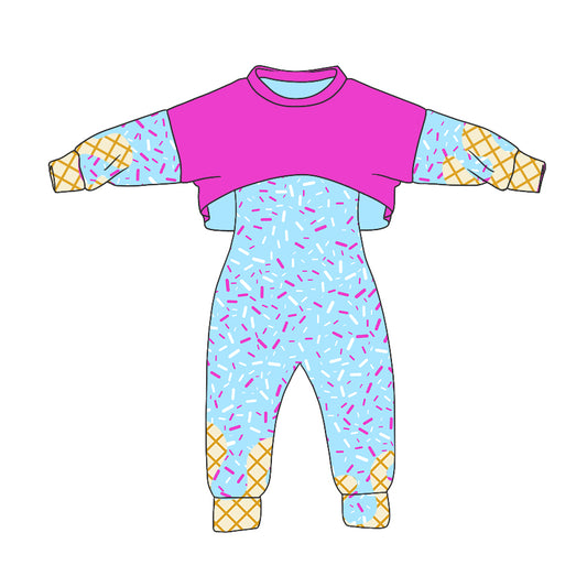 Preorder (moq 5)Baby Girls Long Sleeves Drip Shirt Top Jumpsuit 2 Piece Team Clothes Sets