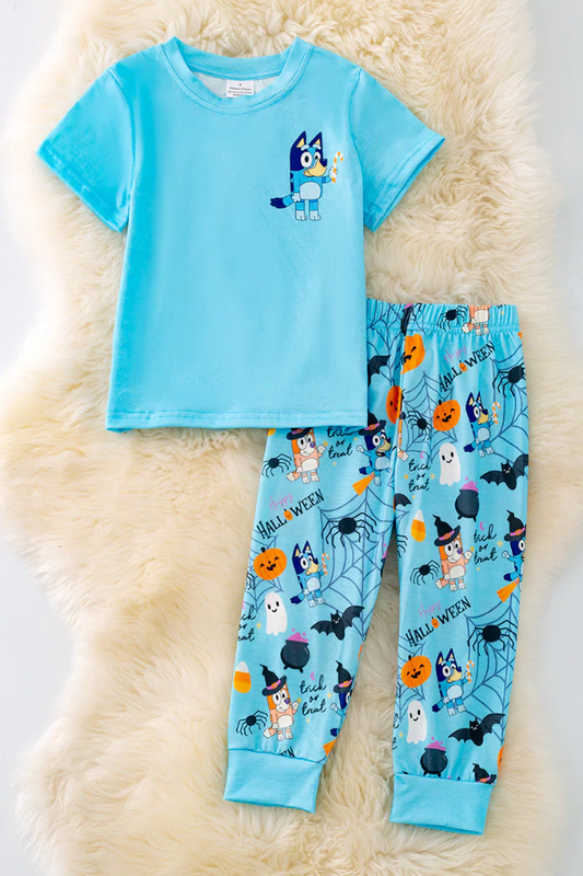 Baby Boys Halloween Dog Shirt Bat Pants Clothes Sets Preorder(moq 5)