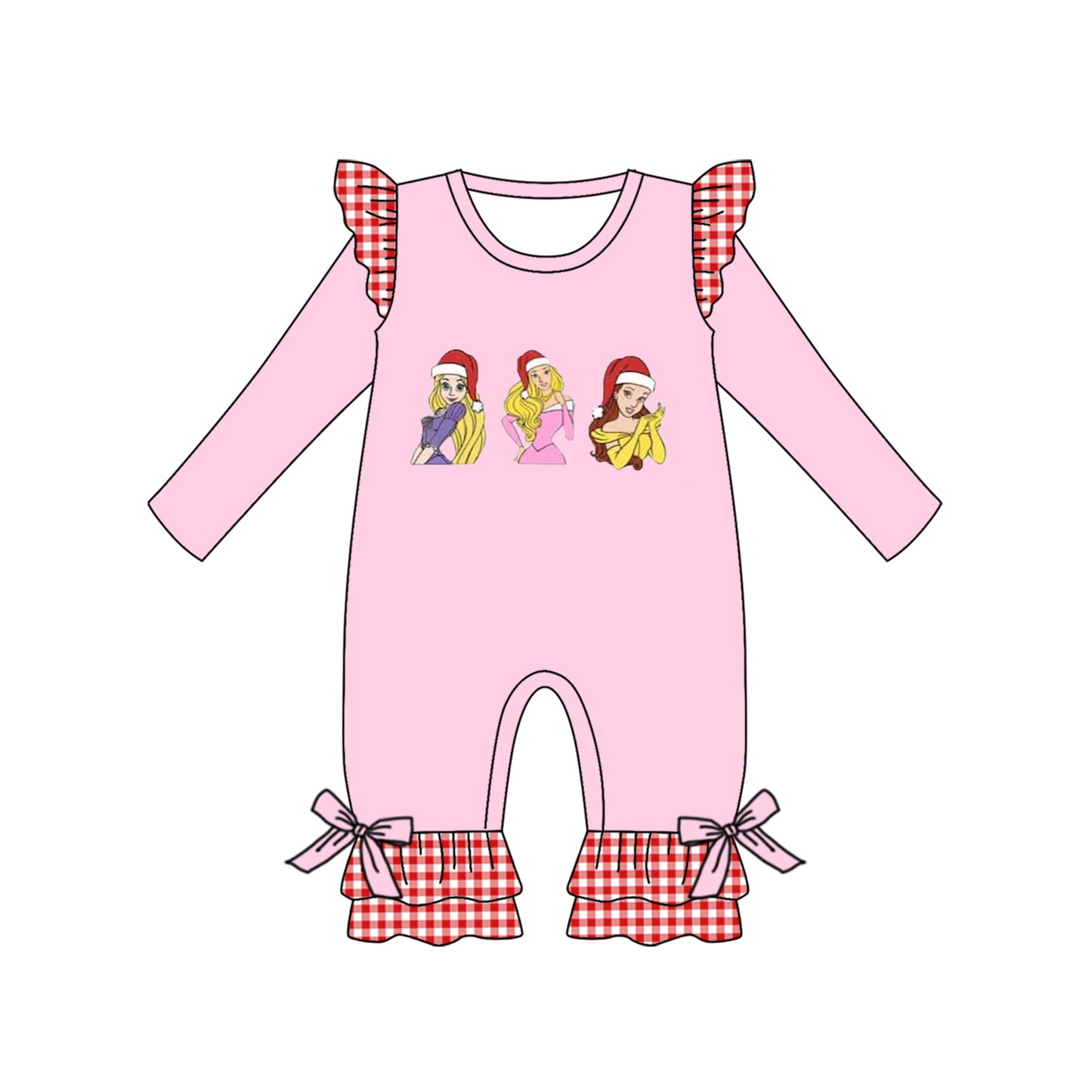 Baby Girls Christmas Princess Pink Rompers preorder(moq 5)