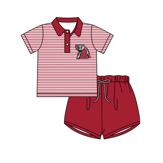 Preorder (moq 5)Baby Boys Elephant Alabama Team Top Top Shorts Clothes Sets