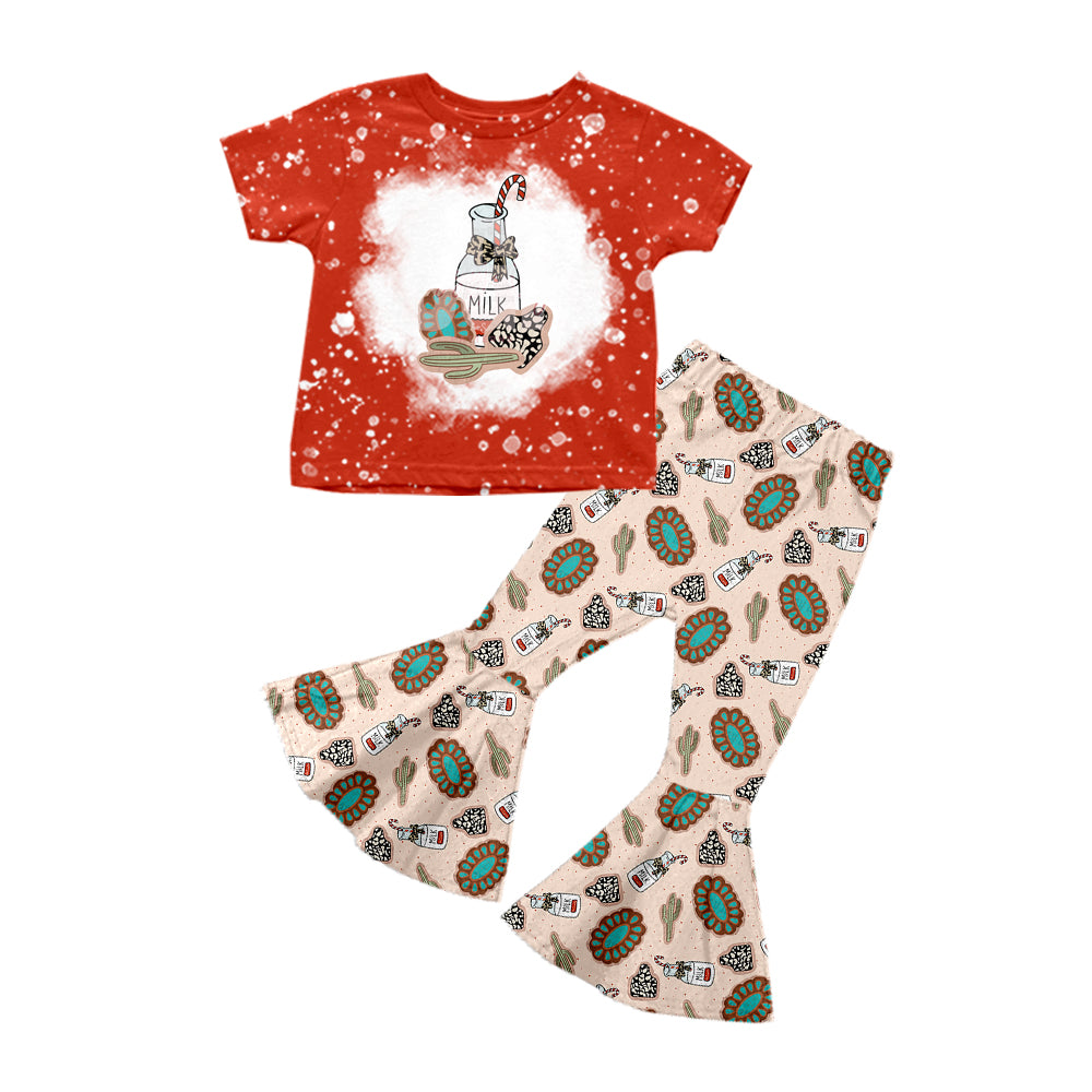 Baby Girls Christmas Milk Turquoise Top Bell Pants Clothes Sets preorder(MOQ 5)