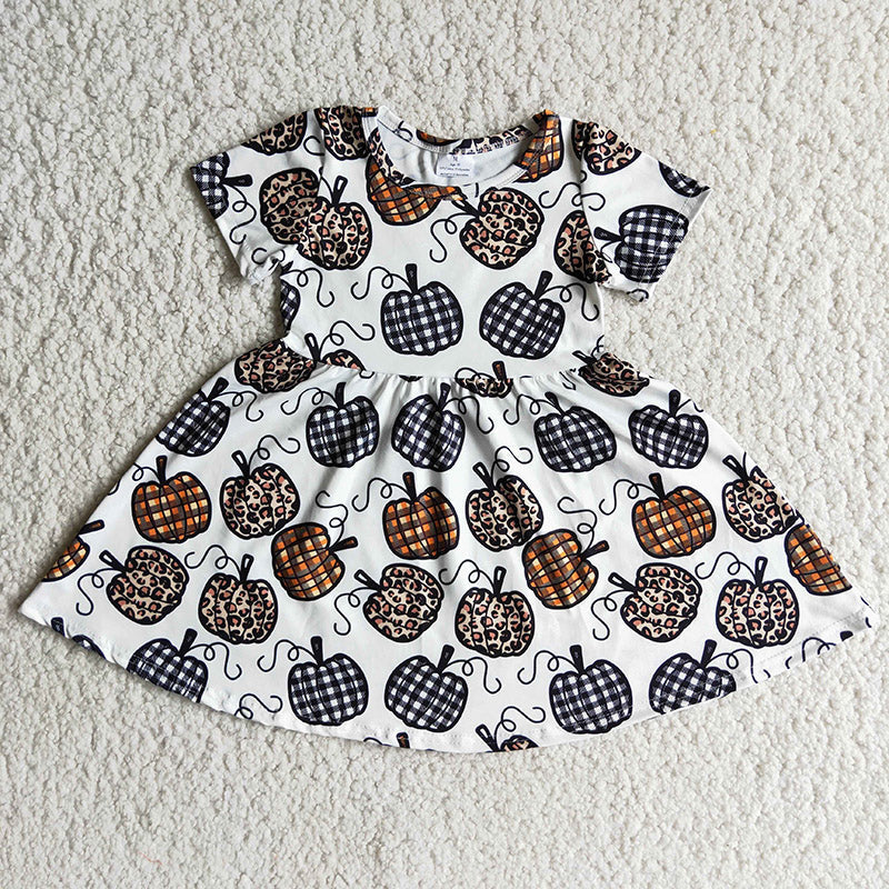 Baby Girls Boys Fall Checked Pumpkins Sibling Dresses Pajamas Clothes Sets