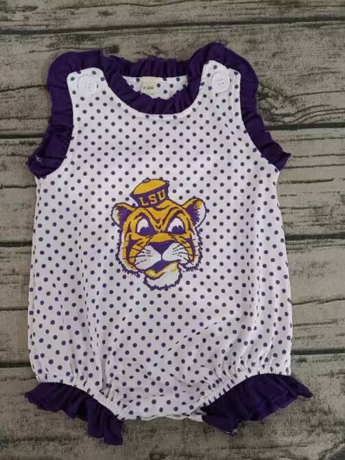 Baby Infant Girls LSU Tiger Sleeveless Team Rompers preorder split order May 26th