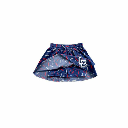 Preorder(moq 8) Baby Girls Navy Sprinkles Louisiana Baseball Team Skort Shorts Bottoms